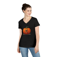 Load image into Gallery viewer, Pumpkin Pi Ladies' V-Neck Cotton T-Shirt
