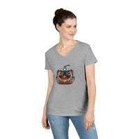 Load image into Gallery viewer, Glass Pumpkin Ladies' V-Neck T-Shirt
