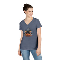 Load image into Gallery viewer, Glass Pumpkin Ladies' V-Neck T-Shirt

