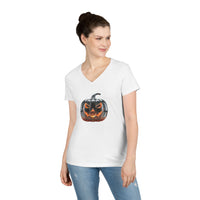 Load image into Gallery viewer, Glass Pumpkin Ladies' V-Neck T-Shirt
