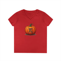 Load image into Gallery viewer, Pumpkin Pi Ladies' V-Neck Cotton T-Shirt
