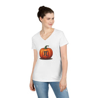 Load image into Gallery viewer, Pumpkin Pi Ladies' V-Neck Cotton T-Shirt
