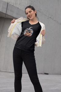Load image into Gallery viewer, Glass Pumpkin Ladies' V-Neck T-Shirt
