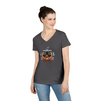 Load image into Gallery viewer, Glass Pumpkin Ladies' V-Neck T-Shirt

