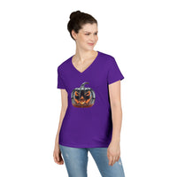 Load image into Gallery viewer, Glass Pumpkin Ladies' V-Neck T-Shirt
