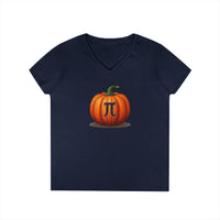 Load image into Gallery viewer, Pumpkin Pi Ladies' V-Neck Cotton T-Shirt
