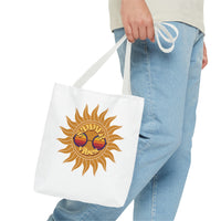 Load image into Gallery viewer, Summer Vibes Tote Bag made of durable fabric with color straps
