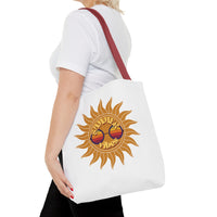 Load image into Gallery viewer, Summer Vibes Tote Bag made of durable fabric with color straps
