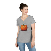 Load image into Gallery viewer, Pumpkin Pi Ladies' V-Neck Cotton T-Shirt
