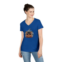 Load image into Gallery viewer, Glass Pumpkin Ladies' V-Neck T-Shirt
