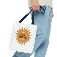 Load image into Gallery viewer, Summer Vibes Tote Bag made of durable fabric with color straps
