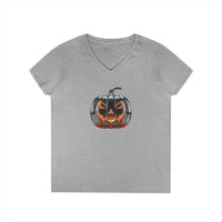 Load image into Gallery viewer, Glass Pumpkin Ladies' V-Neck T-Shirt

