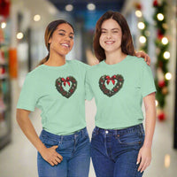 Load image into Gallery viewer, Heart Shaped Wreath Tee Short Sleeve Adult - Wear Your Heart On Your Wreath - The Pleasant Workshop
