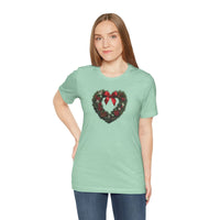 Load image into Gallery viewer, Heart Shaped Wreath Tee Short Sleeve Adult - Wear Your Heart On Your Wreath - The Pleasant Workshop

