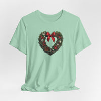 Load image into Gallery viewer, Heart Shaped Wreath Tee Short Sleeve Adult - Wear Your Heart On Your Wreath - The Pleasant Workshop
