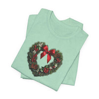 Load image into Gallery viewer, Heart Shaped Wreath Tee Short Sleeve Adult - Wear Your Heart On Your Wreath - The Pleasant Workshop
