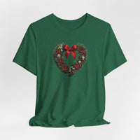 Load image into Gallery viewer, Heart Shaped Wreath Tee Short Sleeve Adult - Wear Your Heart On Your Wreath - The Pleasant Workshop
