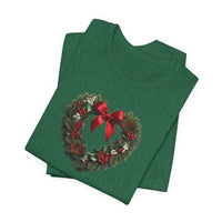 Load image into Gallery viewer, Heart Shaped Wreath Tee Short Sleeve Adult - Wear Your Heart On Your Wreath - The Pleasant Workshop
