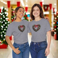 Load image into Gallery viewer, Heart Shaped Wreath Tee Short Sleeve Adult - Wear Your Heart On Your Wreath - The Pleasant Workshop
