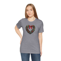 Load image into Gallery viewer, Heart Shaped Wreath Tee Short Sleeve Adult - Wear Your Heart On Your Wreath - The Pleasant Workshop
