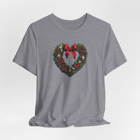 Load image into Gallery viewer, Heart Shaped Wreath Tee Short Sleeve Adult - Wear Your Heart On Your Wreath - The Pleasant Workshop
