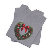 Load image into Gallery viewer, Heart Shaped Wreath Tee Short Sleeve Adult - Wear Your Heart On Your Wreath - The Pleasant Workshop
