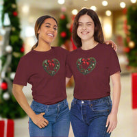 Load image into Gallery viewer, Heart Shaped Wreath Tee Short Sleeve Adult - Wear Your Heart On Your Wreath - The Pleasant Workshop
