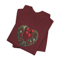 Load image into Gallery viewer, Heart Shaped Wreath Tee Short Sleeve Adult - Wear Your Heart On Your Wreath - The Pleasant Workshop
