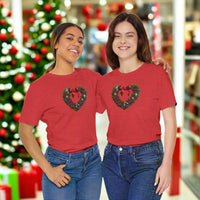 Load image into Gallery viewer, Heart Shaped Wreath Tee Short Sleeve Adult - Wear Your Heart On Your Wreath - The Pleasant Workshop
