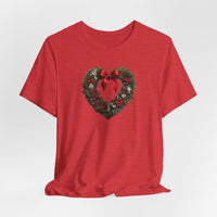 Load image into Gallery viewer, Heart Shaped Wreath Tee Short Sleeve Adult - Wear Your Heart On Your Wreath - The Pleasant Workshop
