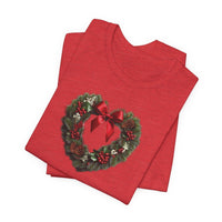 Load image into Gallery viewer, Heart Shaped Wreath Tee Short Sleeve Adult - Wear Your Heart On Your Wreath - The Pleasant Workshop

