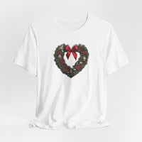 Load image into Gallery viewer, Heart Shaped Wreath Tee Short Sleeve Adult - Wear Your Heart On Your Wreath - The Pleasant Workshop
