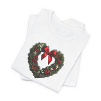 Load image into Gallery viewer, Heart Shaped Wreath Tee Short Sleeve Adult - Wear Your Heart On Your Wreath - The Pleasant Workshop
