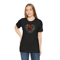 Load image into Gallery viewer, Heart Shaped Wreath Tee Short Sleeve Adult - Wear Your Heart On Your Wreath - The Pleasant Workshop
