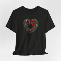 Load image into Gallery viewer, Heart Shaped Wreath Tee Short Sleeve Adult - Wear Your Heart On Your Wreath - The Pleasant Workshop
