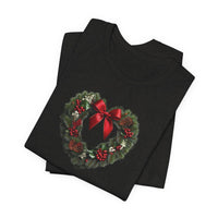 Load image into Gallery viewer, Heart Shaped Wreath Tee Short Sleeve Adult - Wear Your Heart On Your Wreath - The Pleasant Workshop
