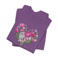 Load image into Gallery viewer, Heart of Flowers Short Sleeve Adult Tee - The Pleasant Workshop
