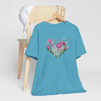 Load image into Gallery viewer, Heart of Flowers Short Sleeve Adult Tee - The Pleasant Workshop
