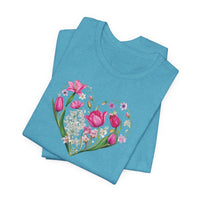 Load image into Gallery viewer, Heart of Flowers Short Sleeve Adult Tee - The Pleasant Workshop

