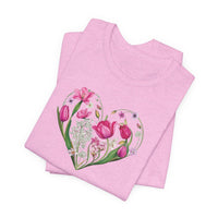Load image into Gallery viewer, Heart of Flowers Short Sleeve Adult Tee - The Pleasant Workshop
