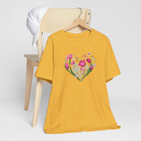 Load image into Gallery viewer, Heart of Flowers Short Sleeve Adult Tee - The Pleasant Workshop

