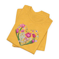 Load image into Gallery viewer, Heart of Flowers Short Sleeve Adult Tee - The Pleasant Workshop
