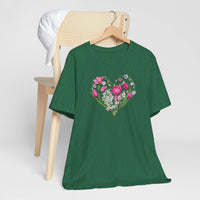 Load image into Gallery viewer, Heart of Flowers Short Sleeve Adult Tee - The Pleasant Workshop
