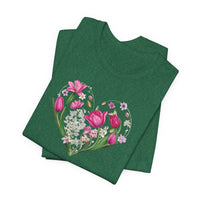 Load image into Gallery viewer, Heart of Flowers Short Sleeve Adult Tee - The Pleasant Workshop
