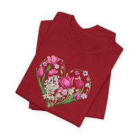 Load image into Gallery viewer, Heart of Flowers Short Sleeve Adult Tee - The Pleasant Workshop
