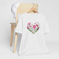Load image into Gallery viewer, Heart of Flowers Short Sleeve Adult Tee - The Pleasant Workshop

