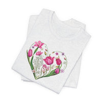 Load image into Gallery viewer, Heart of Flowers Short Sleeve Adult Tee - The Pleasant Workshop
