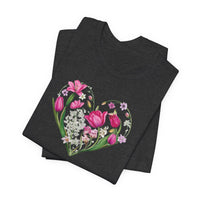 Load image into Gallery viewer, Heart of Flowers Short Sleeve Adult Tee - The Pleasant Workshop
