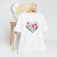 Load image into Gallery viewer, Heart of Flowers Short Sleeve Adult Tee - The Pleasant Workshop
