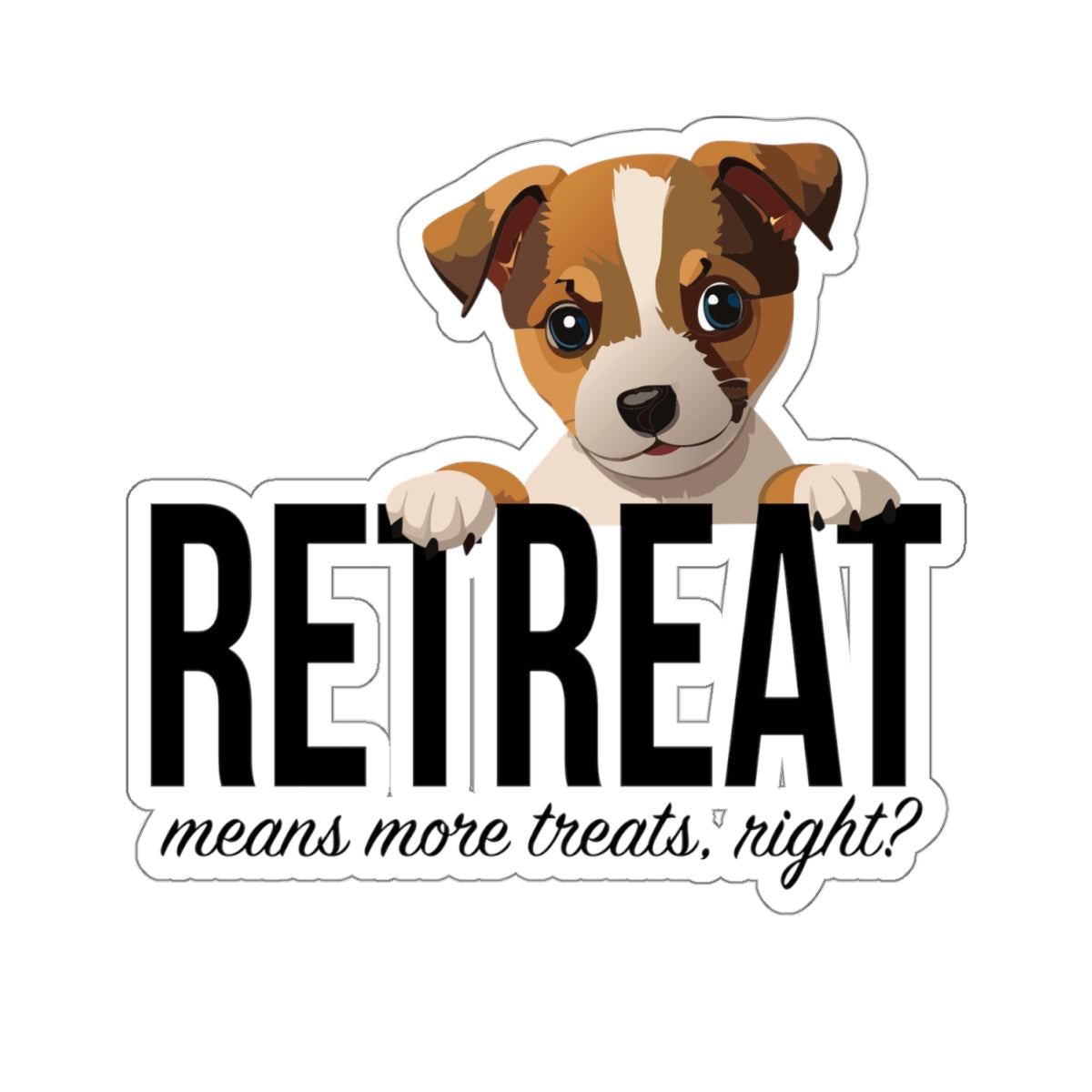 Puppy ReTreat Sticker, 4 sizes, 2 surfaces - The Pleasant Workshop